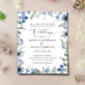 Budget Boho Elegant Blue Wedding Uitnodiging