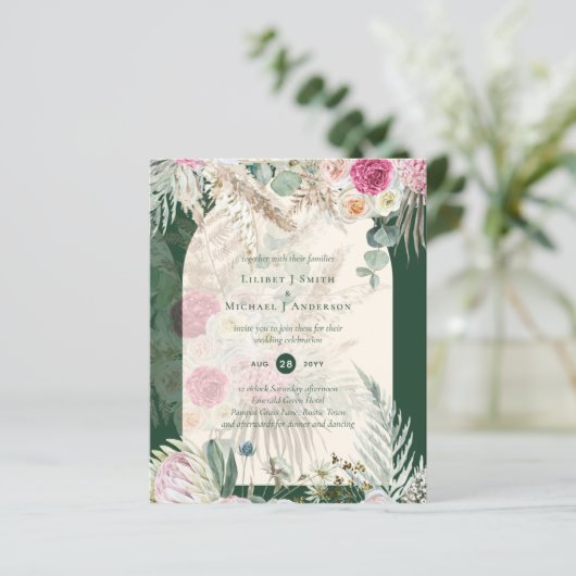 BUDGET BOHO Emerald Green BOHO Floral Pink Weddens (Staand voorkant)