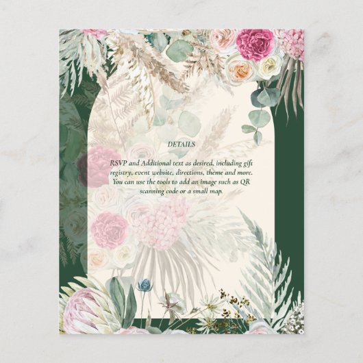 BUDGET BOHO Emerald Green BOHO Floral Pink Weddens (Achterkant)