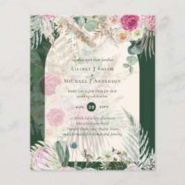 BUDGET BOHO Emerald Green BOHO Floral Pink Weddens