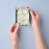 BUDGET BOHO Emerald Green BOHO Floral Pink Weddens Flyer (Hand)