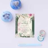 BUDGET BOHO Emerald Green BOHO Floral Pink Weddens Flyer (Enkel)