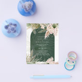 BUDGET BOHO Emerald Green Pampas Grass Wedding Flyer (Enkel)