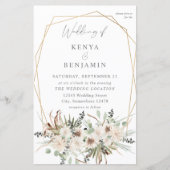 Budget Boho Eucalyptus & Beige Floral Weddenschap  (Voorkant)