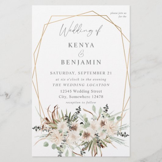 Budget Boho Eucalyptus & Beige Floral Weddenschap  Flyer (Voorkant)