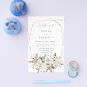 Budget Boho Eucalyptus & Beige Floral Weddenschap  Flyer (Enkel)
