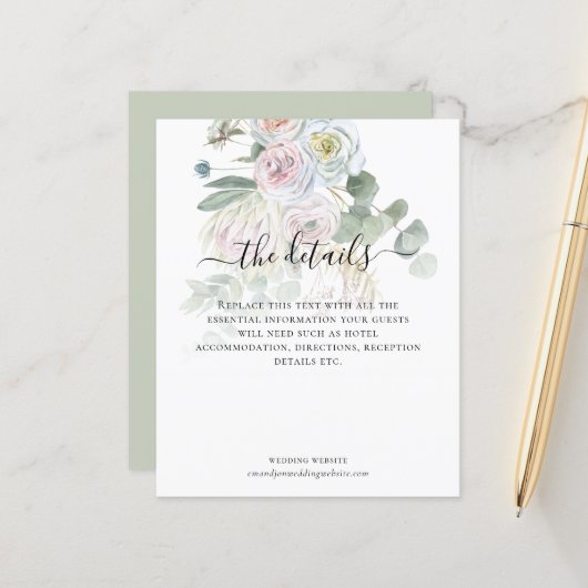 Budget Boho Eucalyptus Florals Weddenschap Details (Voorkant / Achterkant in situ)