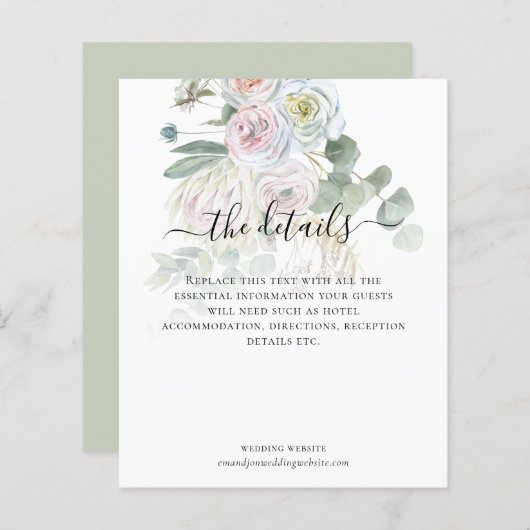 Budget Boho Eucalyptus Florals Weddenschap Details (Voorkant / Achterkant)