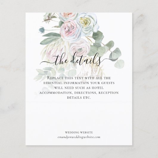 Budget Boho Eucalyptus Florals Weddenschap Details (Voorkant)