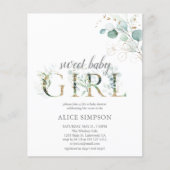 Budget Boho Eucalyptus Leaves Baby Girl Shower (Voorkant)
