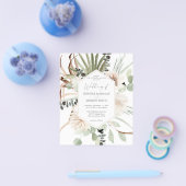 Budget Boho Eucalyptus Palm Leaf & Floral Wedding Flyer (Enkel)
