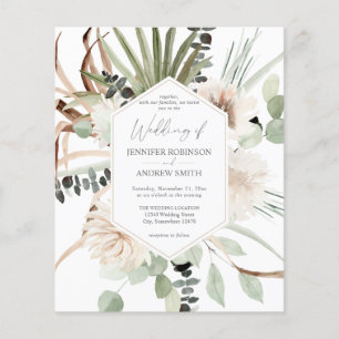 Budget Boho Eucalyptus Palm Leaf & Floral Wedding Flyer