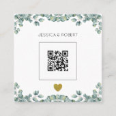 Budget Boho Eucalyptus QR Code Weddenschap Vierkante Visitekaartje (Voorkant)