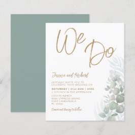 Budget Boho Eucalyputus Green Wedding Invitation