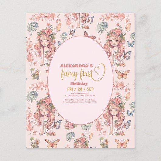 Budget Boho Fairy Eerste Meisje's 1e Verjaardag (Voorkant)