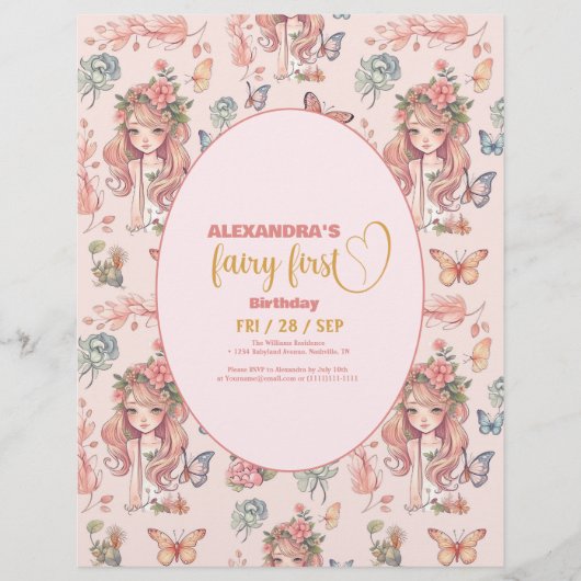 Budget Boho Fairy Eerste Meisje's 1e Verjaardag Flyer (Voorkant)