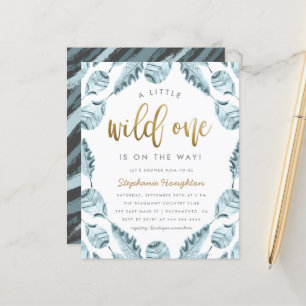 Budget Boho feathers Gold Wild One Boy Baby shower