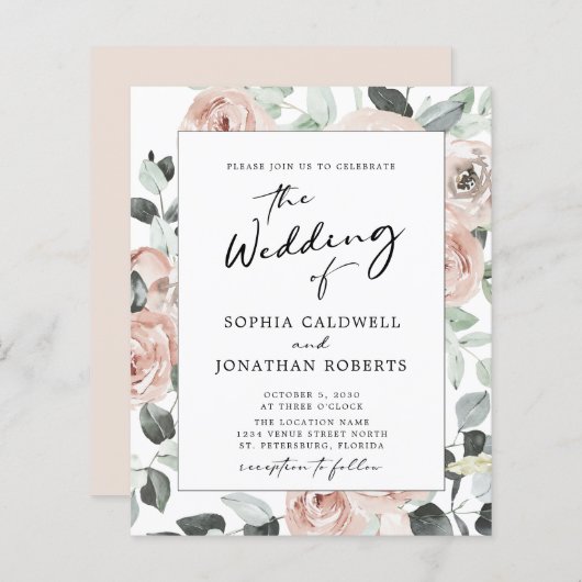 Budget Boho Floral All in One Calligraphy Wedding (Voorkant / Achterkant)