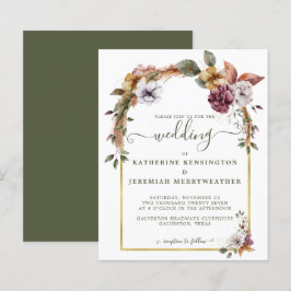 Budget Boho Floral Arch Wedding Uitnodiging