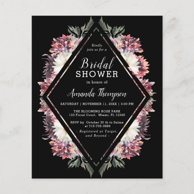 Budget Boho Floral Black Bridal Shower (Voorkant)