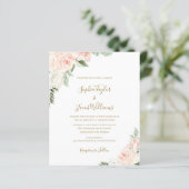 Budget Boho Floral Blush Pink Sage Wedding Invite (Staand voorkant)