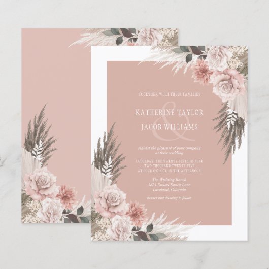 Budget Boho Floral Blush Pink Wedding (Voorkant / Achterkant)