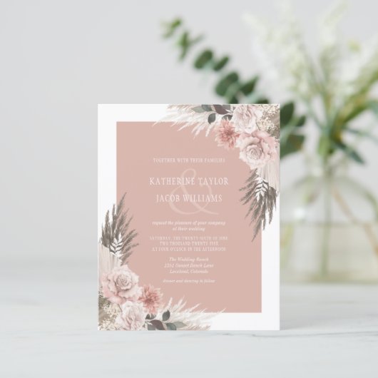 Budget Boho Floral Blush Pink Wedding (Staand voorkant)