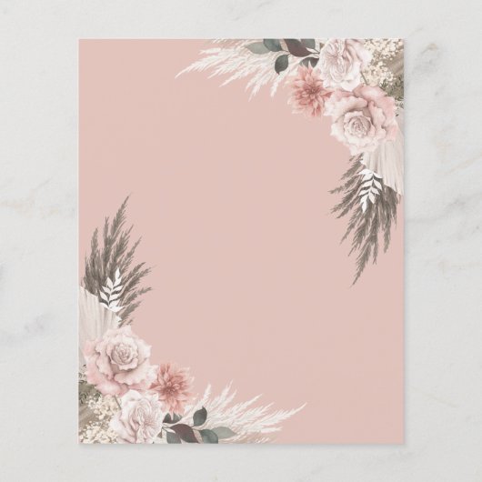 Budget Boho Floral Blush Pink Wedding (Achterkant)