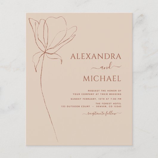 Budget Boho Floral bruiloft uitnodigingen (Voorkant)