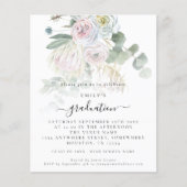 Budget Boho Floral Eucalyptus Afstuderen Uitnodigi (Voorkant)