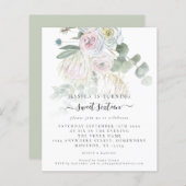 Budget Boho Floral Eucalyptus Sweet Sixteen Uitnod (Voorkant / Achterkant)
