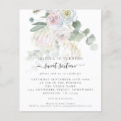 Budget Boho Floral Eucalyptus Sweet Sixteen Uitnod (Voorkant)