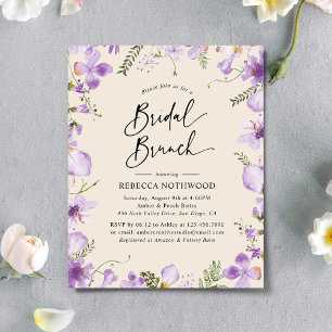 Budget Boho Floral Lila Bridal Brunch Uitnodiging