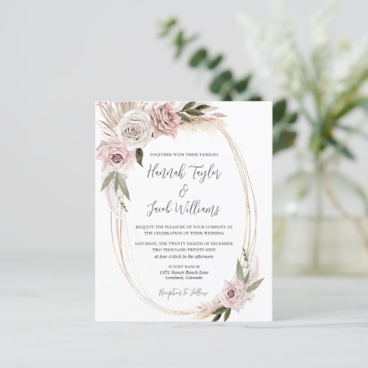 Budget Boho Floral Pampas Grass Wedding (Staand voorkant)