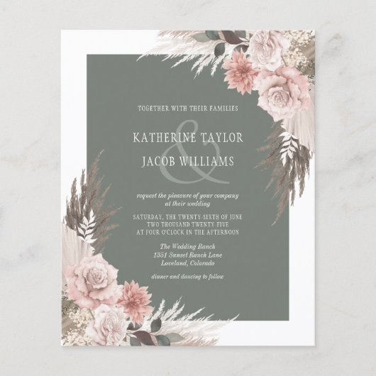 Budget Boho Floral Sage Green Wedding (Voorkant)