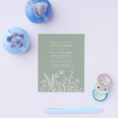 BUDGET Boho Floral Sage Green Wildflower Huwelijk Flyer (Enkel)
