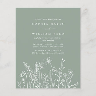 BUDGET Boho Floral Sage Green Wildflower Huwelijk Flyer