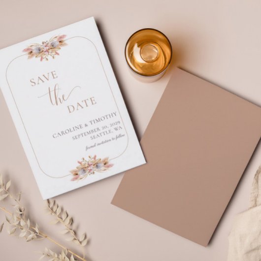 Budget Boho Floral sparen de datum van aankondigin Kaart
