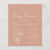 Budget Boho Floral Terracotta Baby shower Uitnodig (Voorkant)