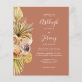 Budget Boho Floral Terracotta Wedding Uitnodiging (Voorkant)