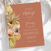 Budget Boho Floral Terracotta Wedding Uitnodiging