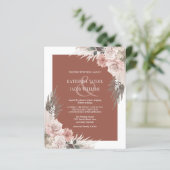 Budget Boho Floral Terracotta Wedding Uitnodiging (Staand voorkant)
