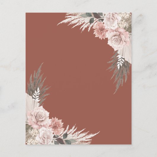 Budget Boho Floral Terracotta Wedding Uitnodiging (Achterkant)