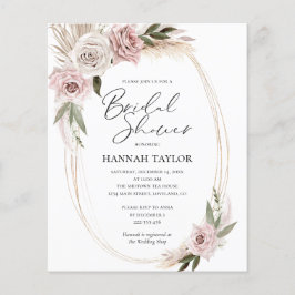 Budget Boho Floral Vrijgezellenfeest Uitnodiging