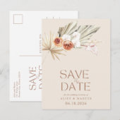 Budget Boho Floral Wedding Save the Date Aankondigingskaart (Voorkant / Achterkant)