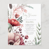 Budget Boho Florals Bourgondië Sage Baby shower (Voorkant)