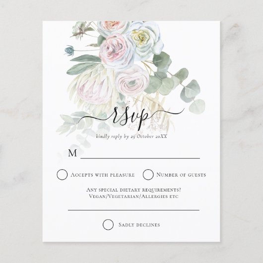 Budget Boho Florals Eucalyptus Wedding RSVP (Voorkant)