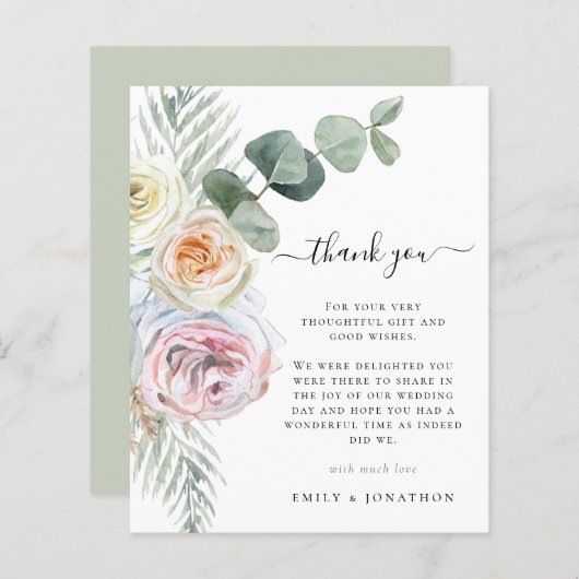 Budget Boho Florals Foliage Weddenschap Dank je (Voorkant / Achterkant)