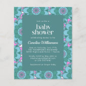 Budget Boho Flower Groovy Green Baby shower Invite (Voorkant)