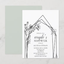 Budget Boho Flowers Geometric Couple Shower Invita